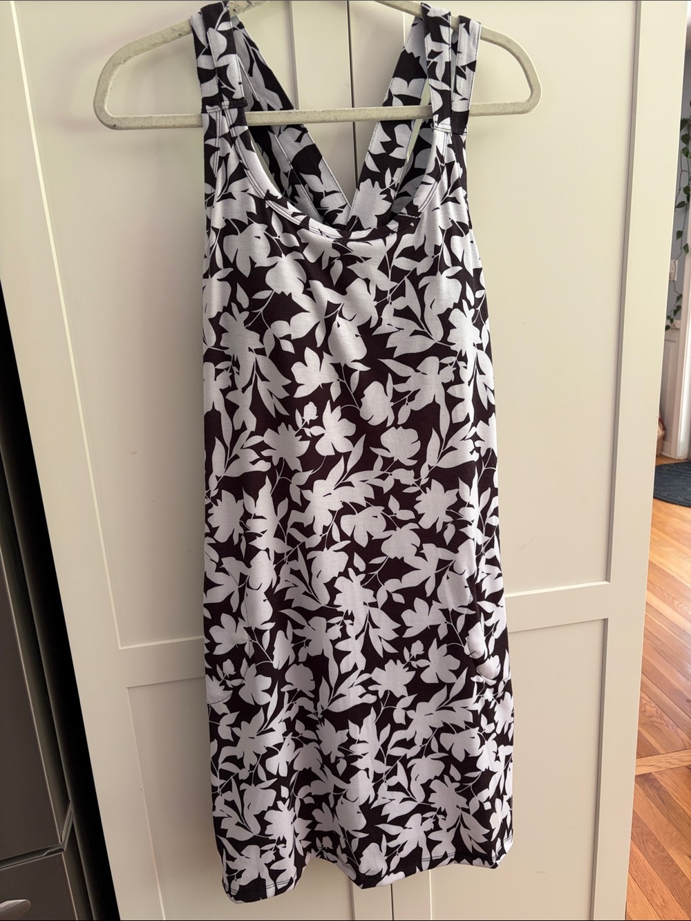 Black & White Floral Midi Dress - Sleeveless Casual Dress